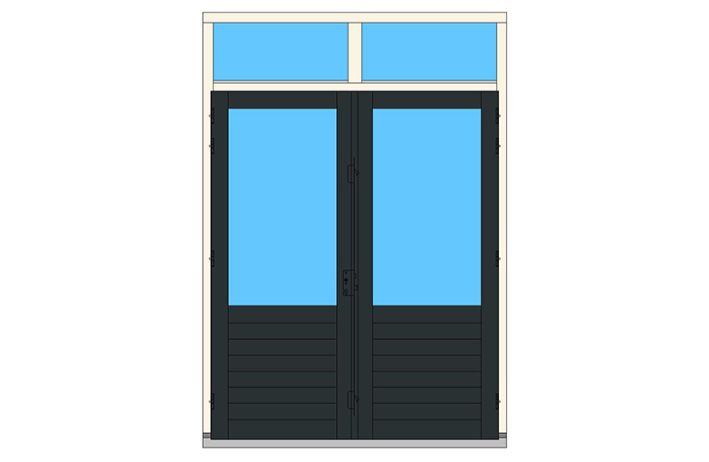 C08-BL dubbeldeuren stolp bovenlicht buitendraaiend